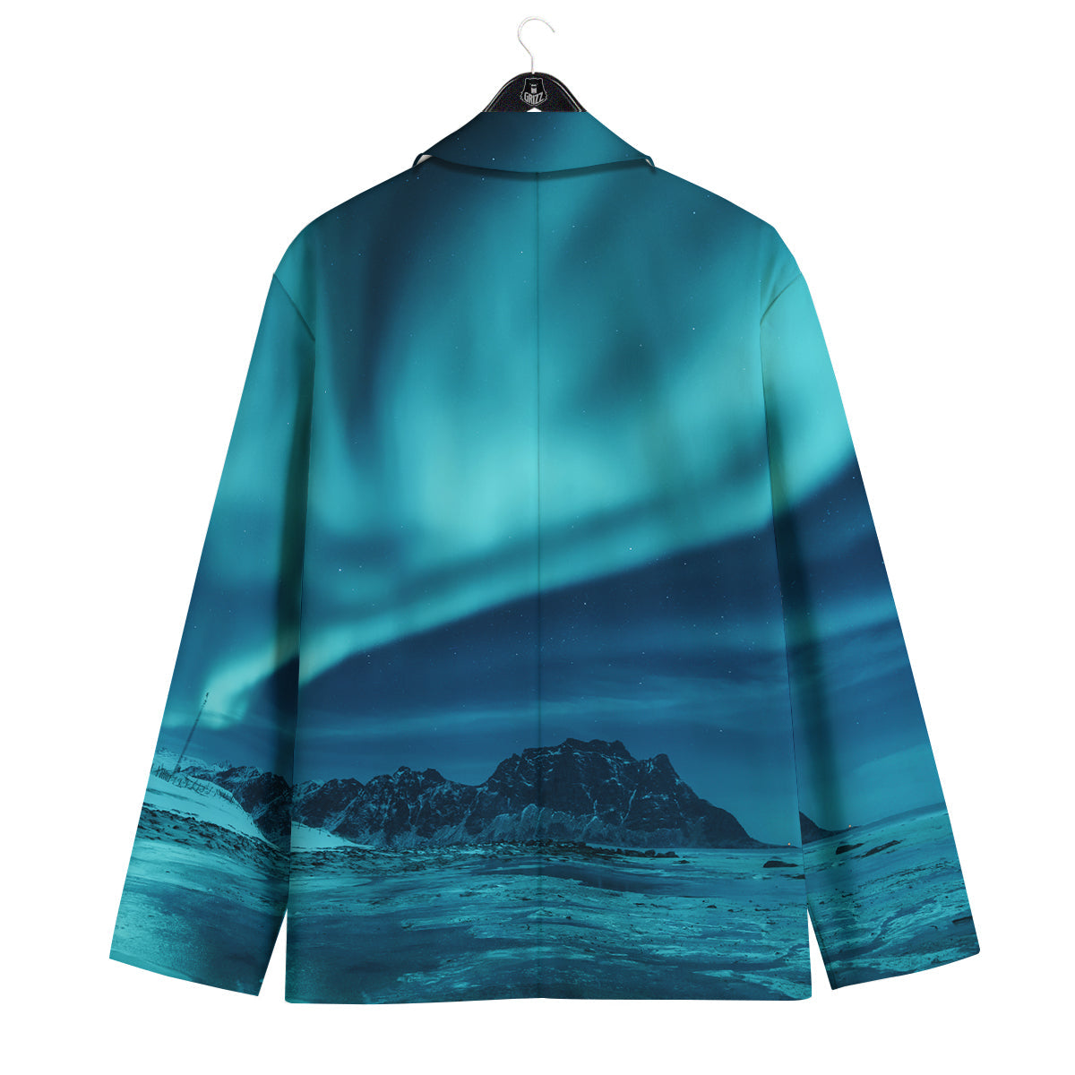 Blue Northern Lights And Mountain Print Men's Sport Coat-grizzshop