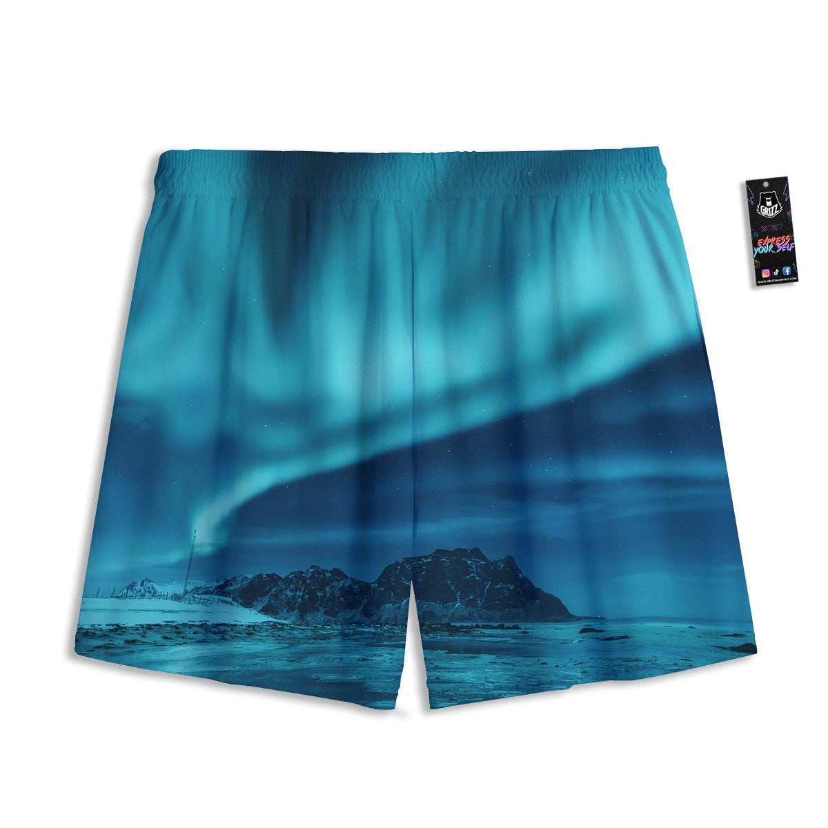 Demon Skull Flaming Print Mesh Shorts