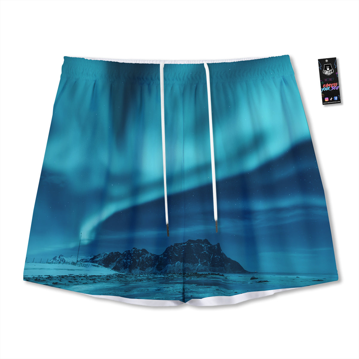 Demon Skull Flaming Print Mesh Shorts