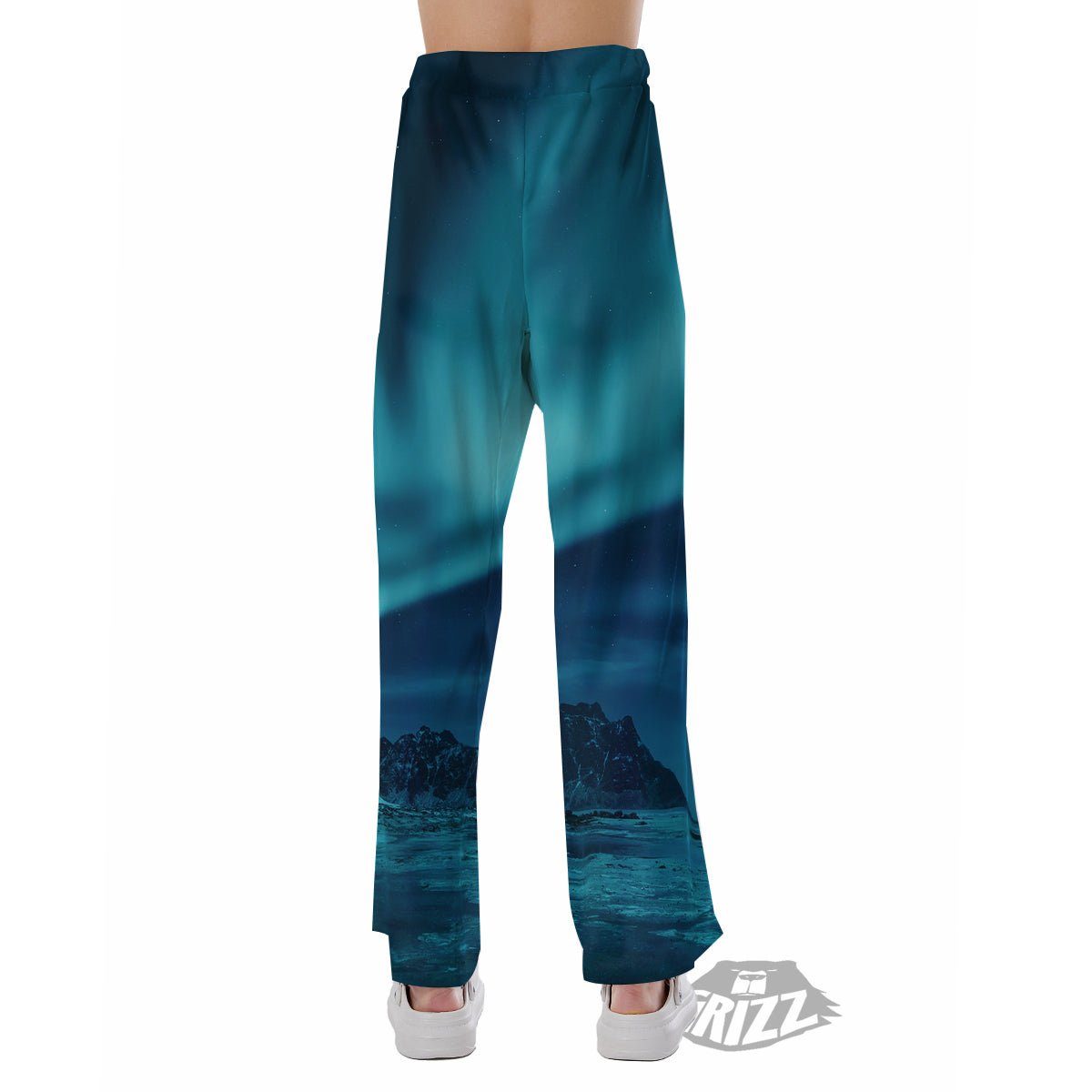 Blue Northern Lights And Mountain Print Pajama Pants-grizzshop