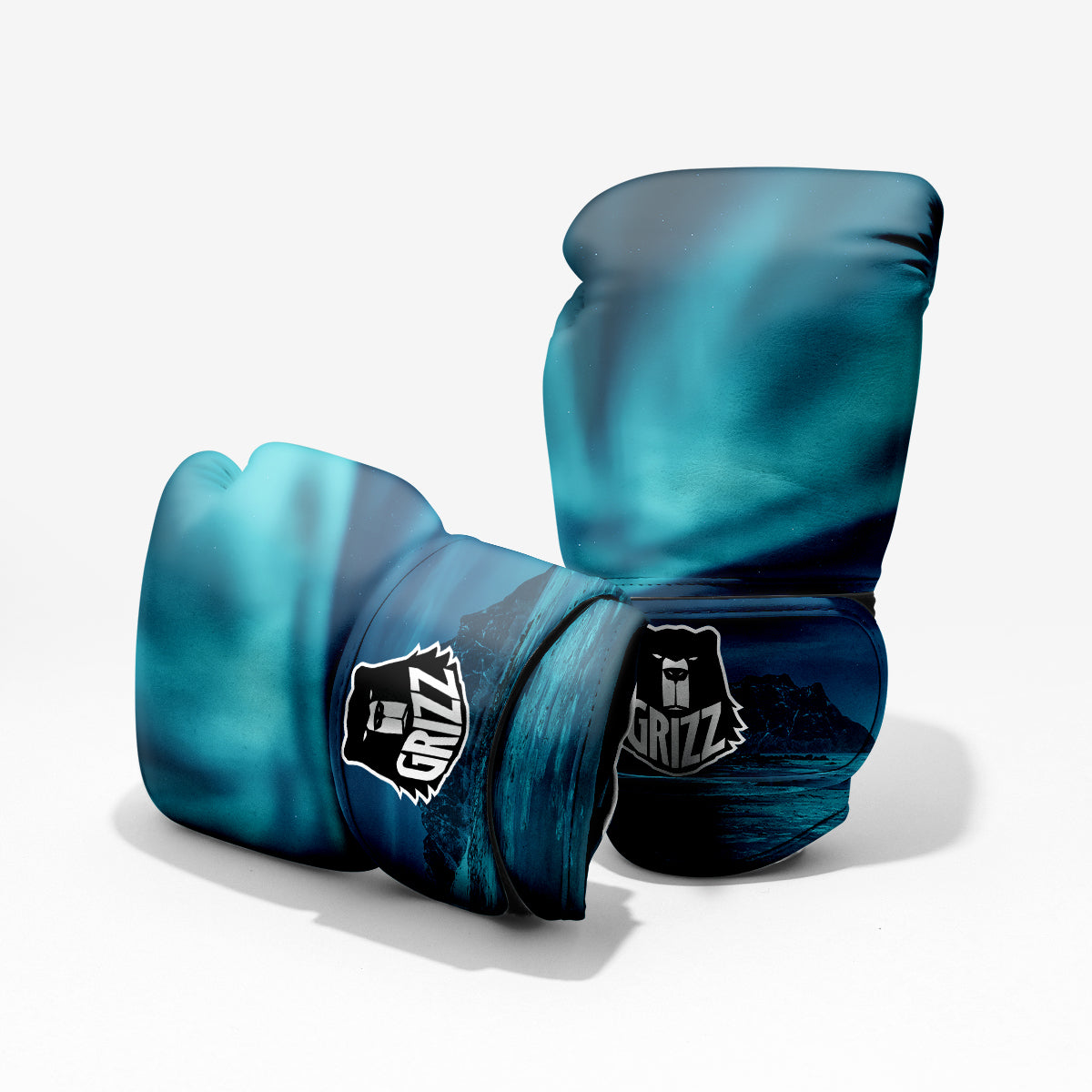 Blue Northern Lights And Mountain Print Pro Boxing Glove