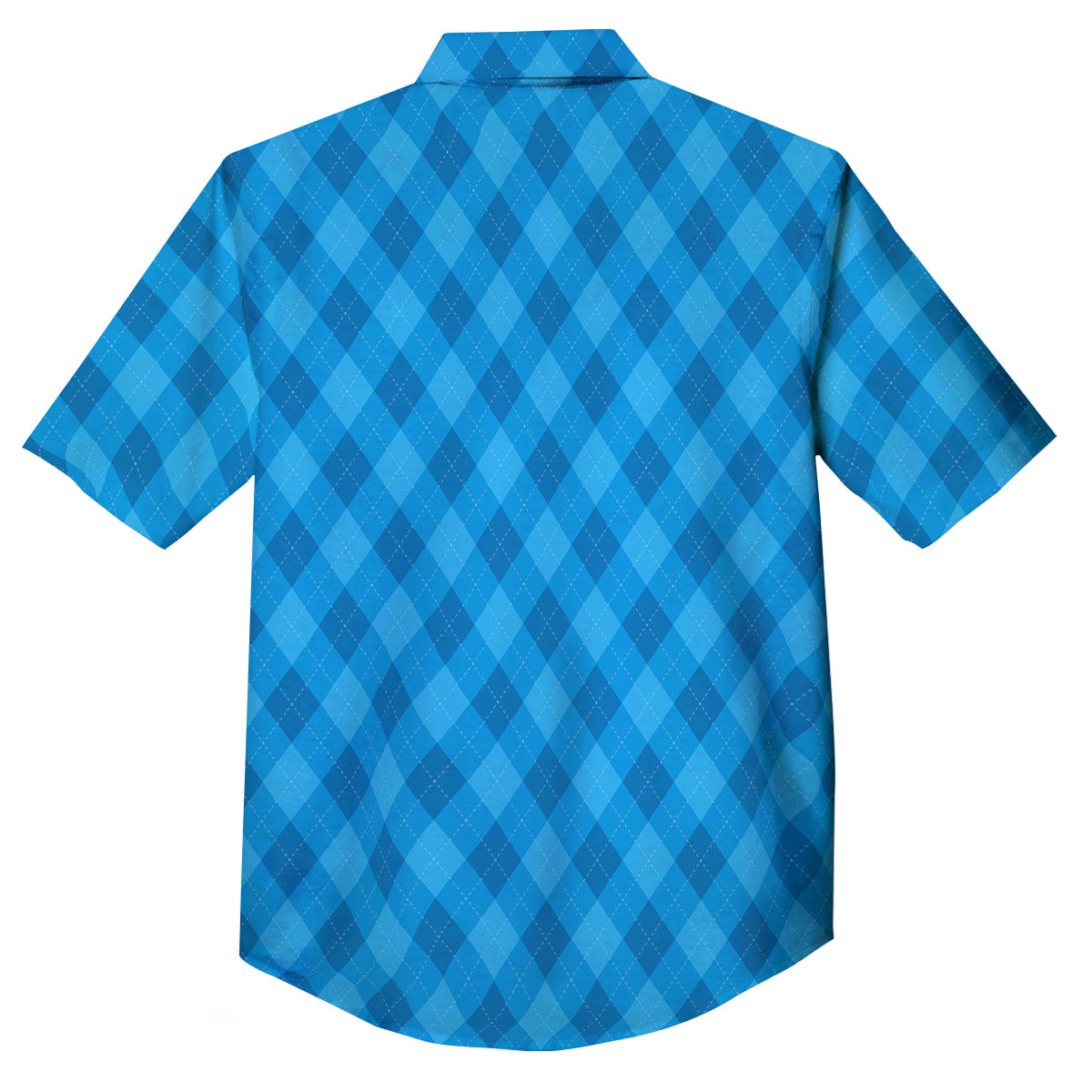 Blue Ocean Argyle Print Pattern Button Up Shirt-grizzshop