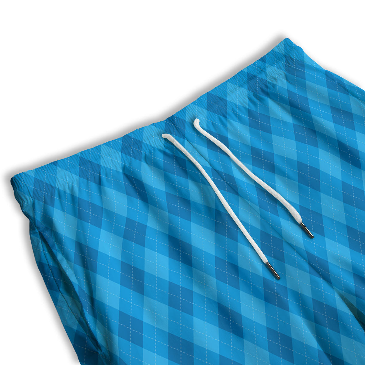 Blue Ocean Argyle Print Pattern Men's Athletic Shorts