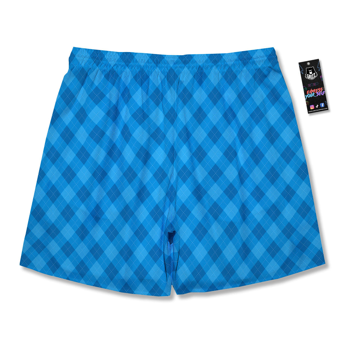Blue Ocean Argyle Print Pattern Men's Running Shorts-grizzshop