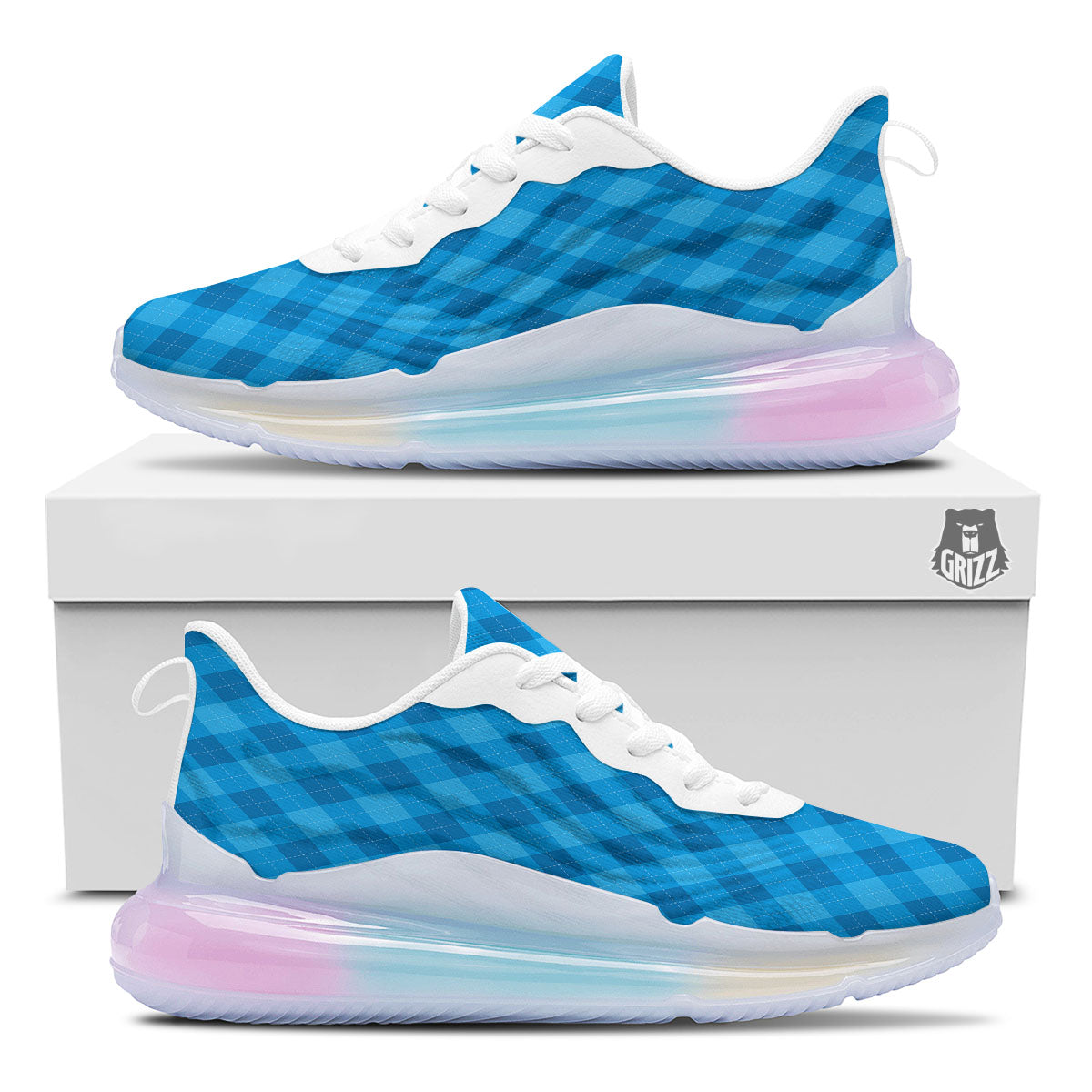 Blue Ocean Argyle Print Pattern Running Sneakers-grizzshop