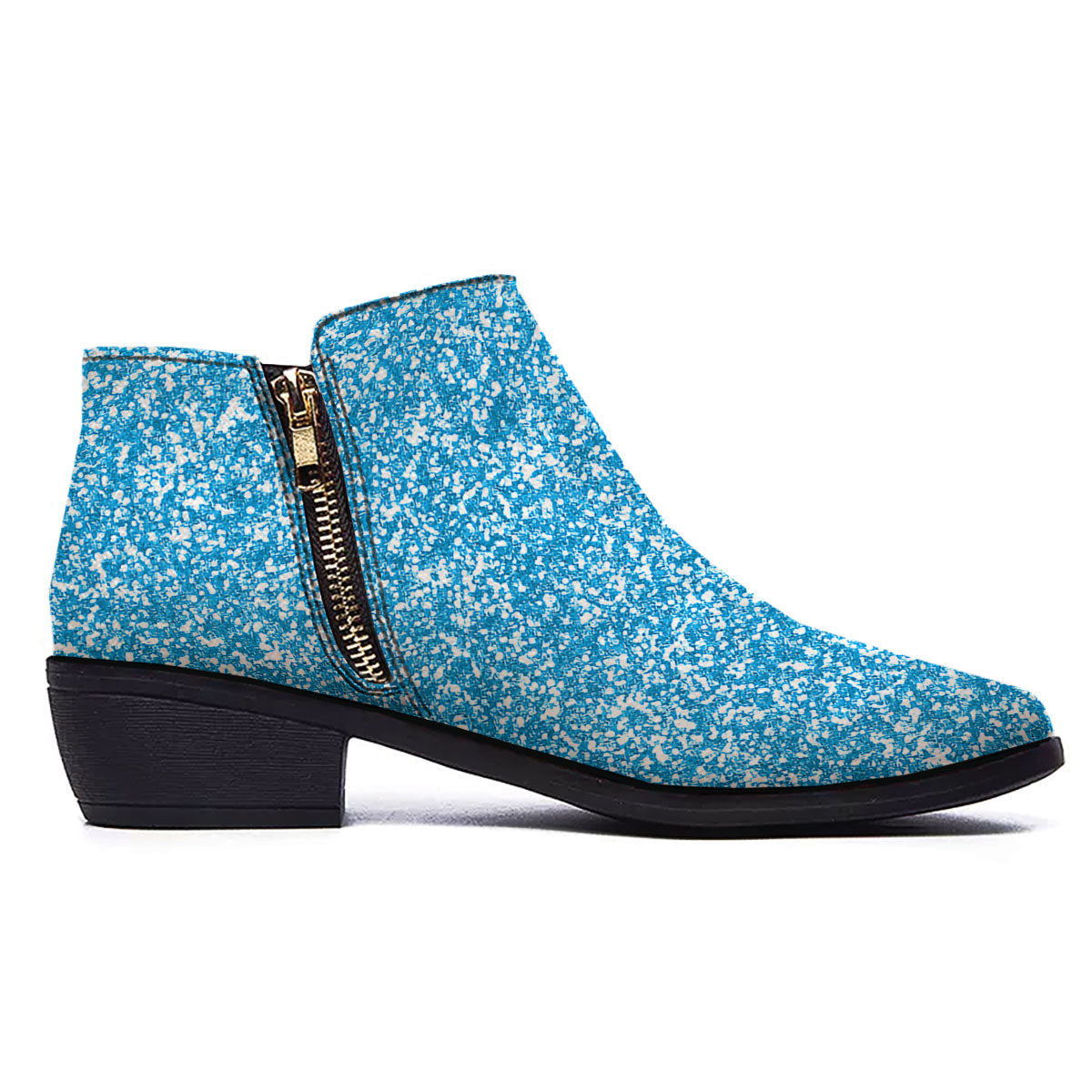 Blue Ocean Glitter Artwork Print Ankle Boots-grizzshop