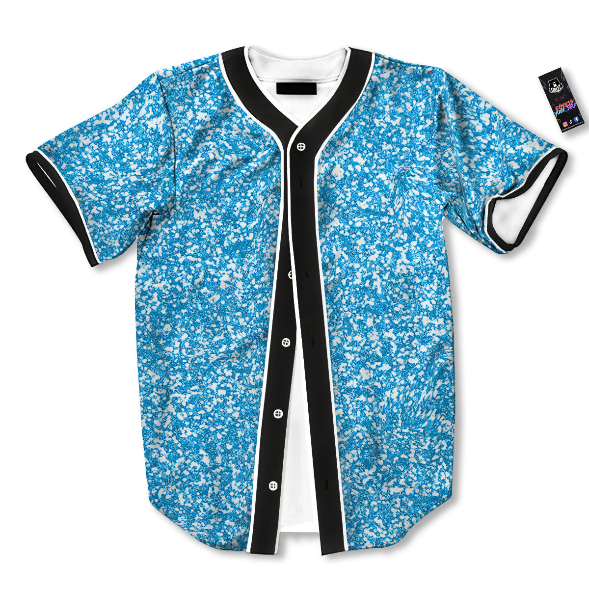 Blue Ocean Glitter Artwork Print Baseball Jersey-grizzshop