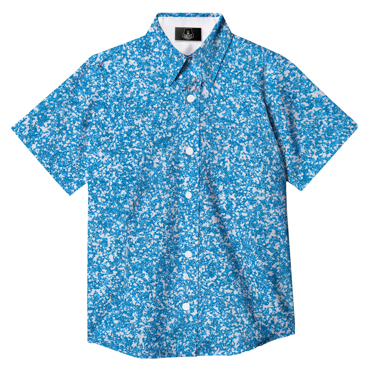 Blue Ocean Glitter Artwork Print Button Up Shirt-grizzshop