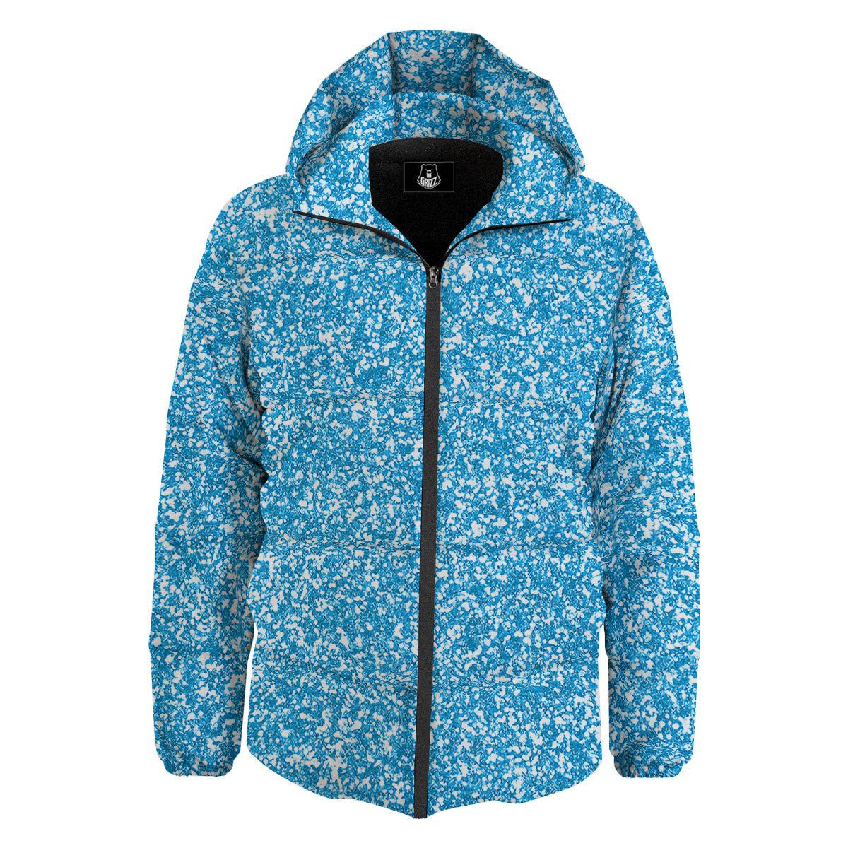 Blue Ocean Glitter Artwork Print Down Jacket-grizzshop