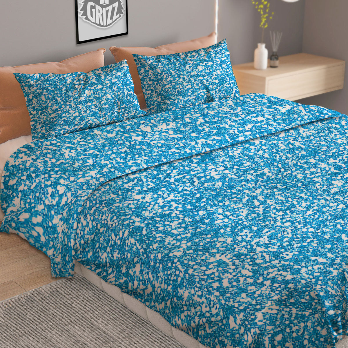 Blue Ocean Glitter Artwork  Print Duvet Cover Bedding Set