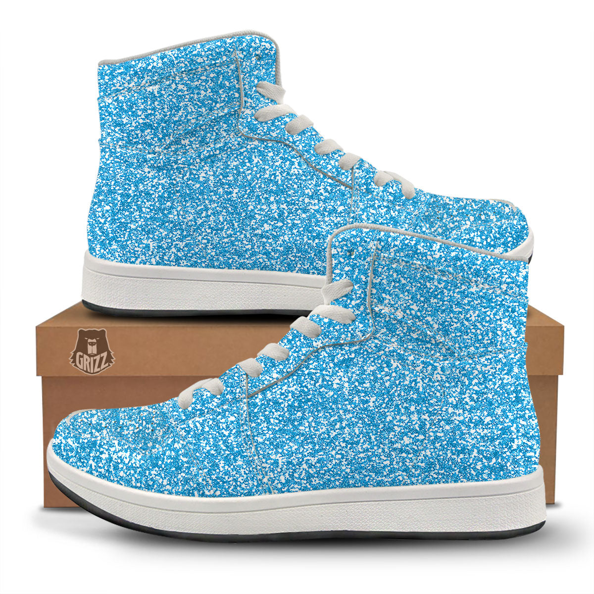 Blue Ocean Glitter Artwork Print High Top Sneakers-grizzshop