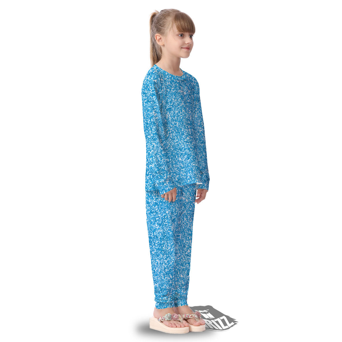 Blue Ocean Glitter Artwork Print Kid's Pajamas-grizzshop