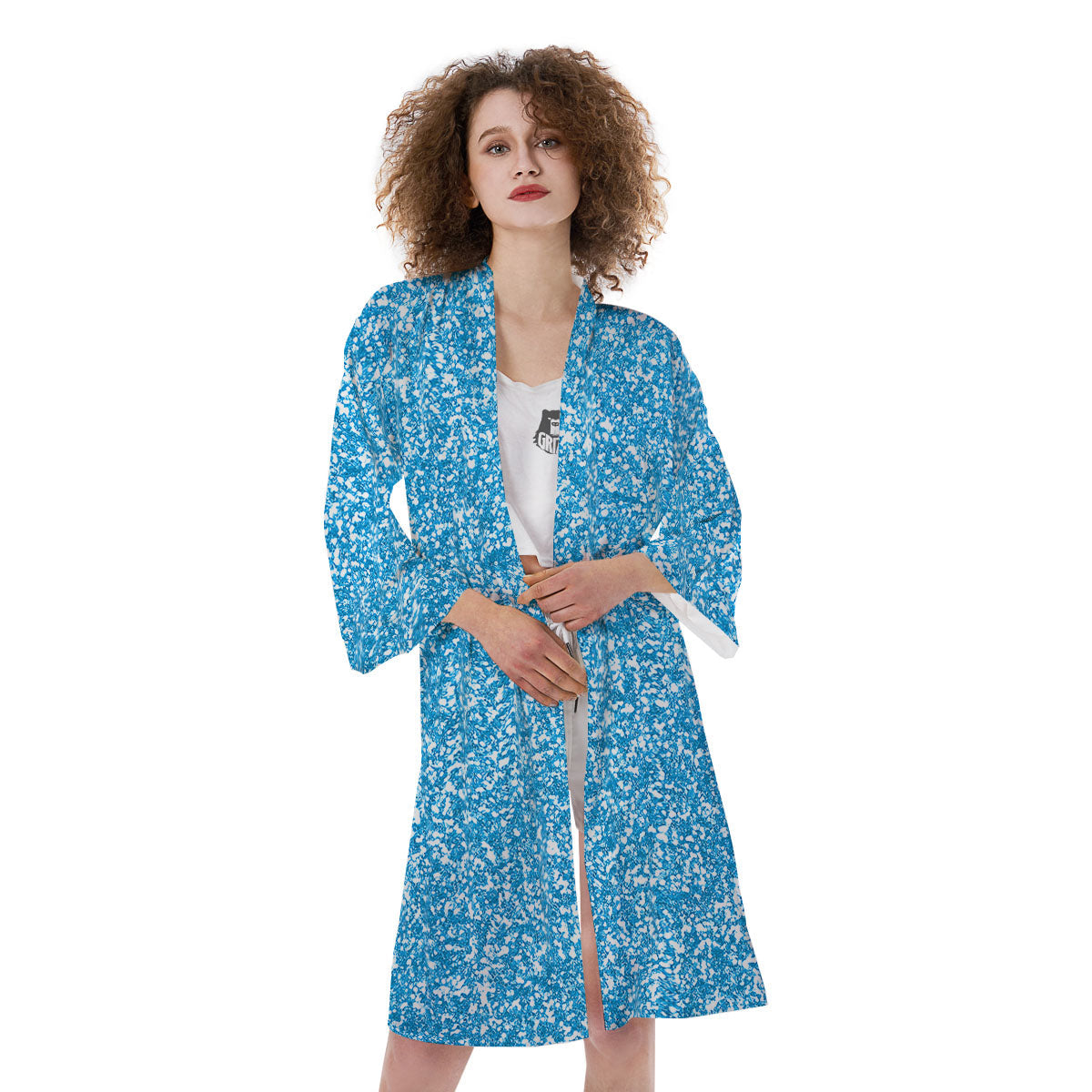 Blue Ocean Glitter Artwork Print Kimono-grizzshop