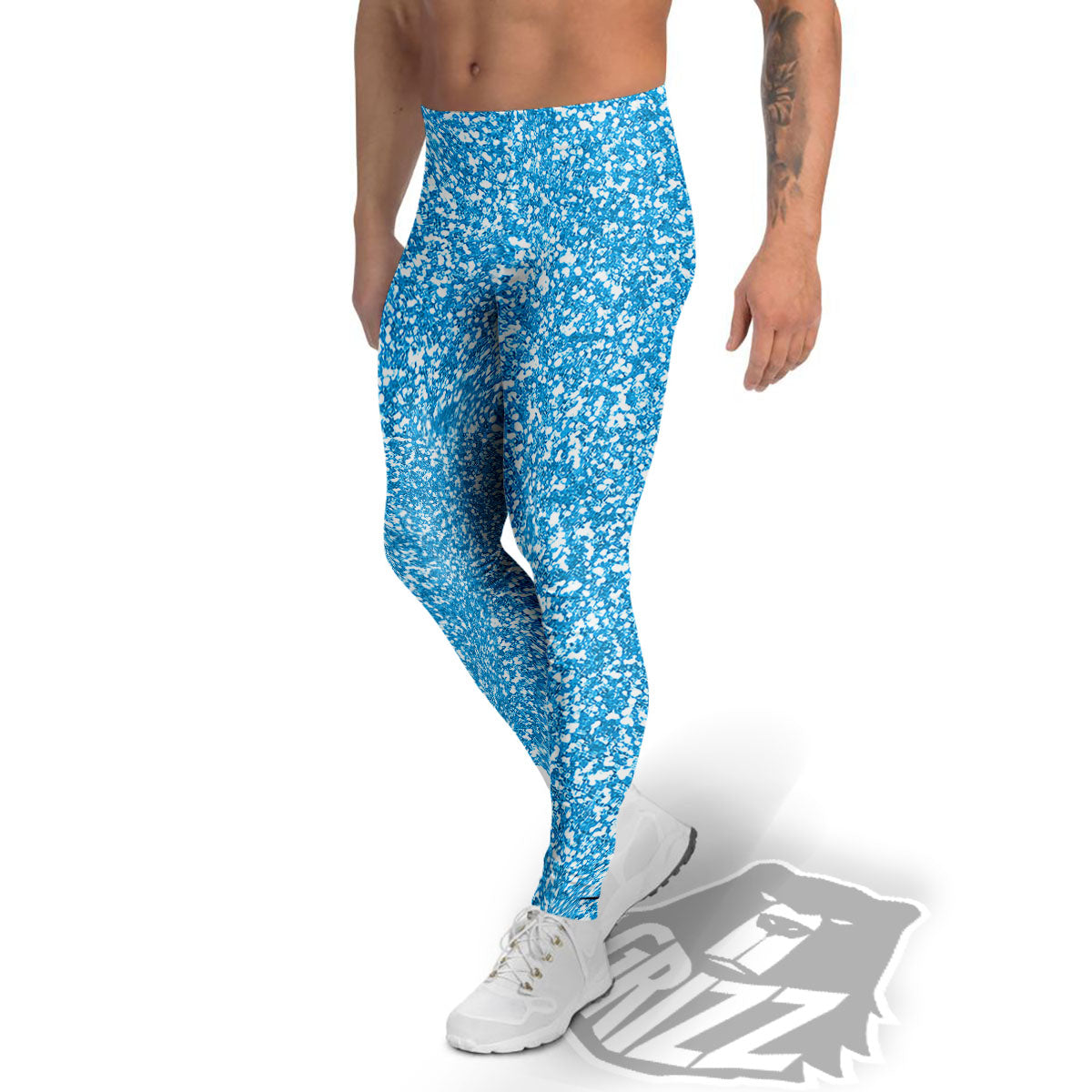 Blue Ocean Glitter Artwork Print Men's Leggings-grizzshop