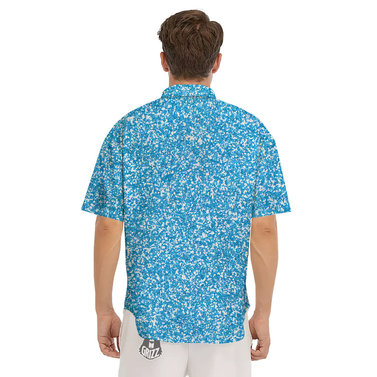 Blue Ocean Glitter Artwork Print Men's Short Sleeve Shirts-grizzshop