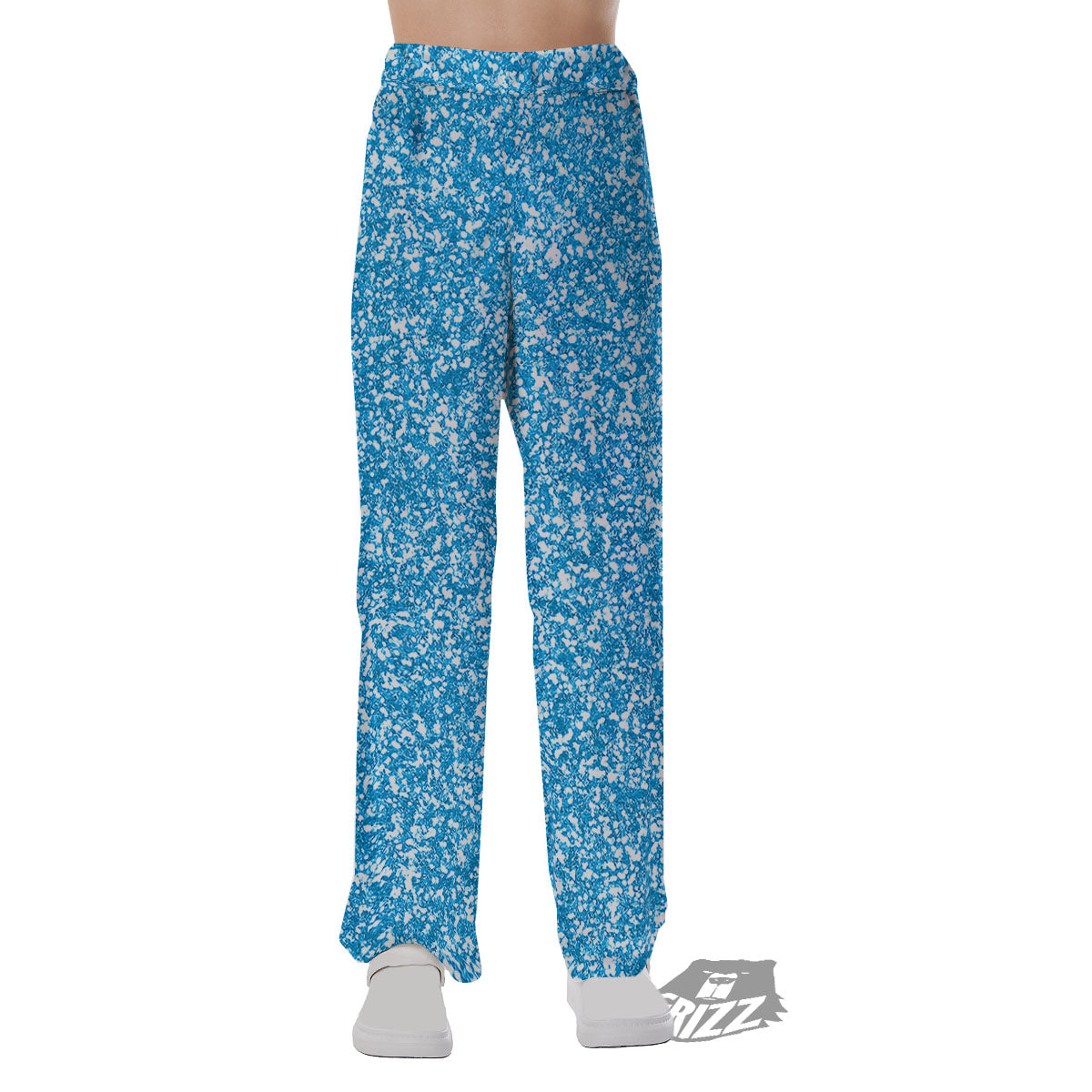 Blue Ocean Glitter Artwork Print Pajama Pants-grizzshop