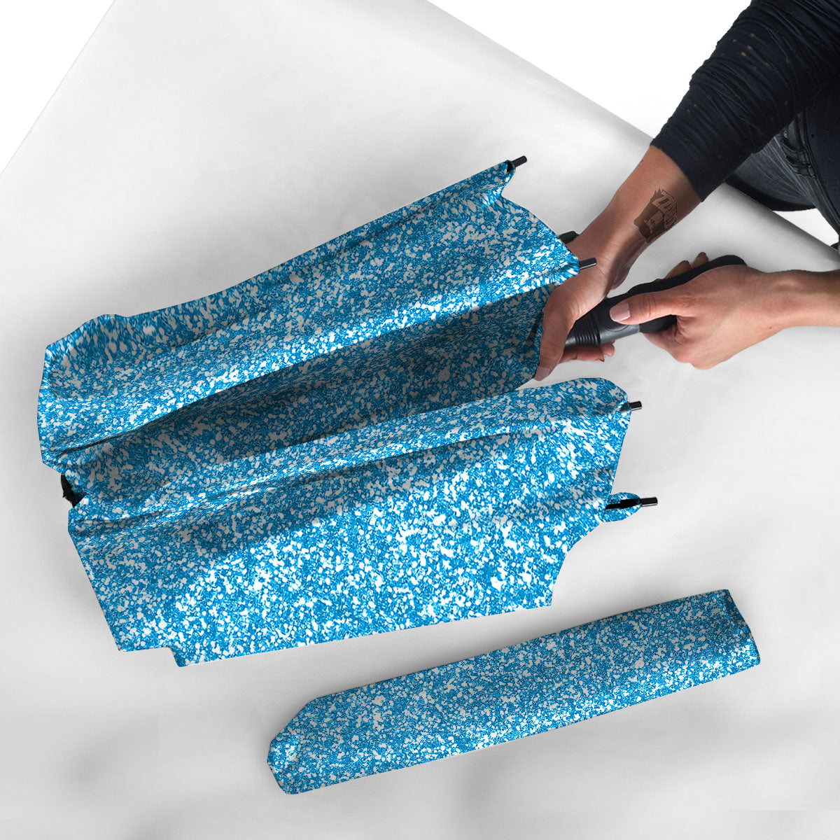 Blue Ocean Glitter Artwork Print Umbrella-grizzshop