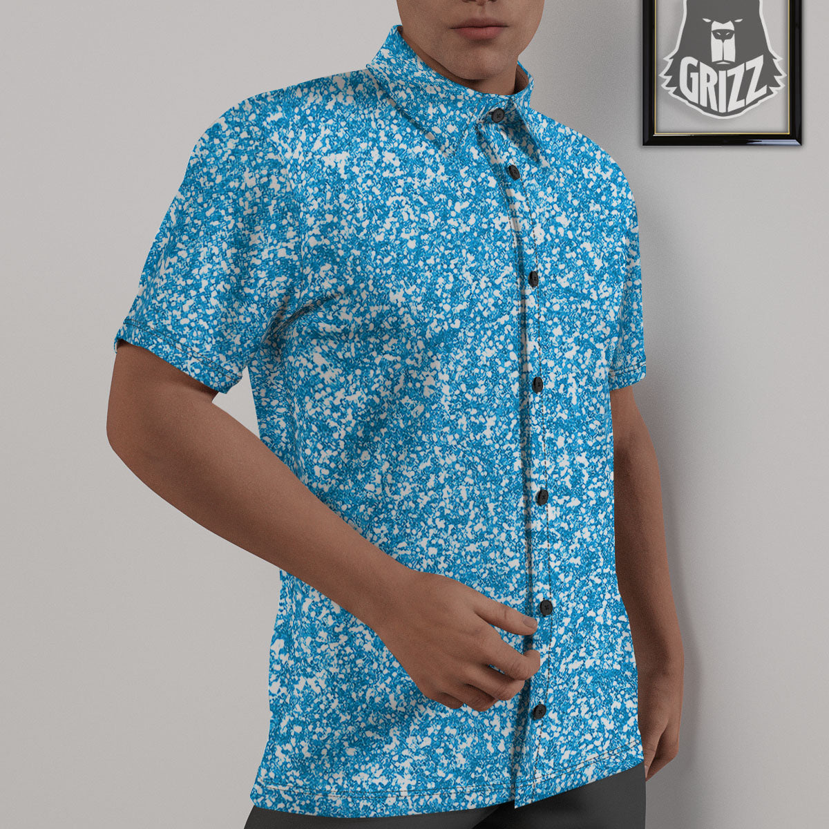 Blue Ocean Glitter Artwork Print Untucked Shirts-grizzshop