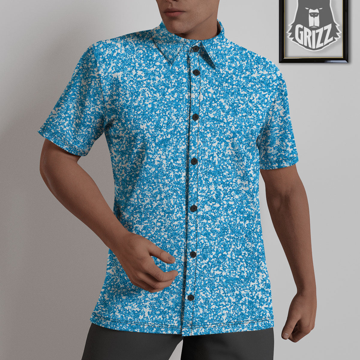 Blue Ocean Glitter Artwork Print Untucked Shirts-grizzshop