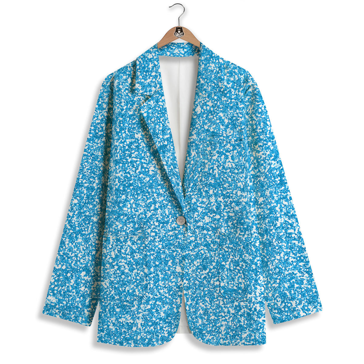 Blue Ocean Glitter Artwork Print Women's Blazer-grizzshop