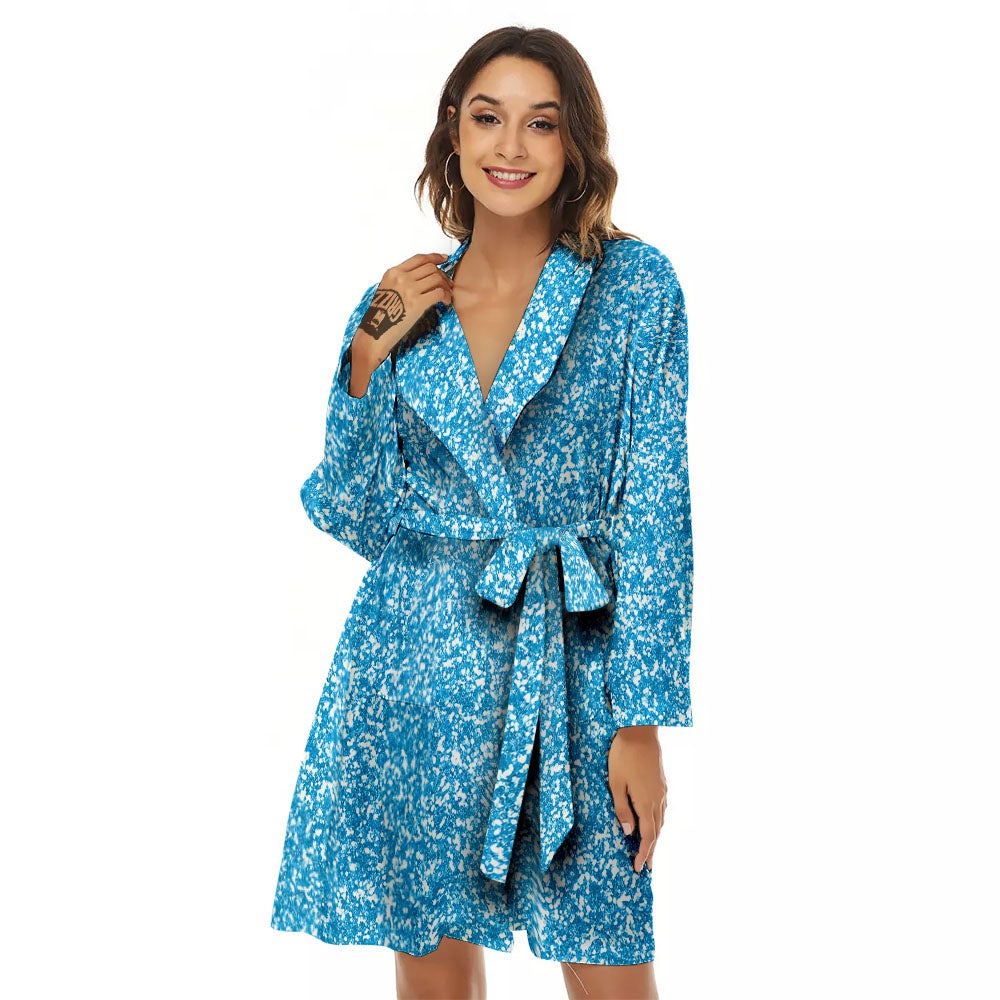 Blue Ocean Glitter Artwork Print Women's Robe-grizzshop