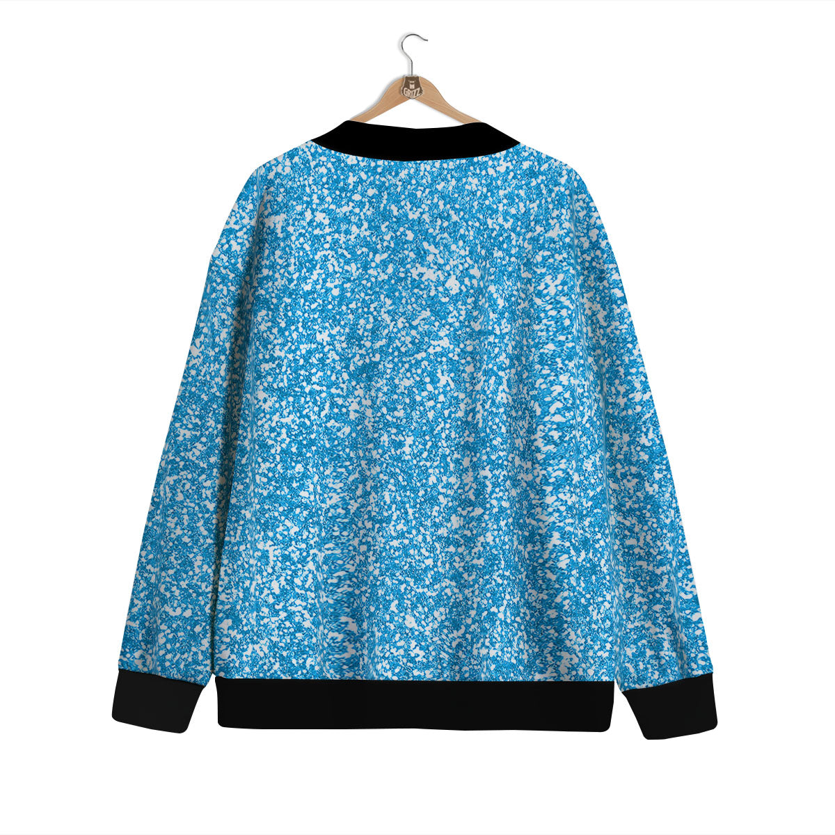 Blue Ocean Glitter Texture Print Cardigan-grizzshop