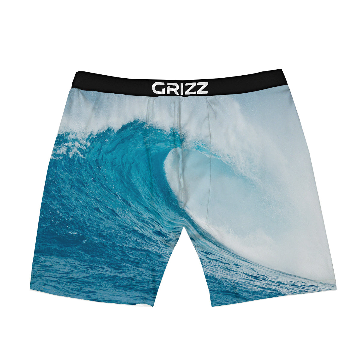 Blue Ocean Wave Print Boxer Briefs-grizzshop