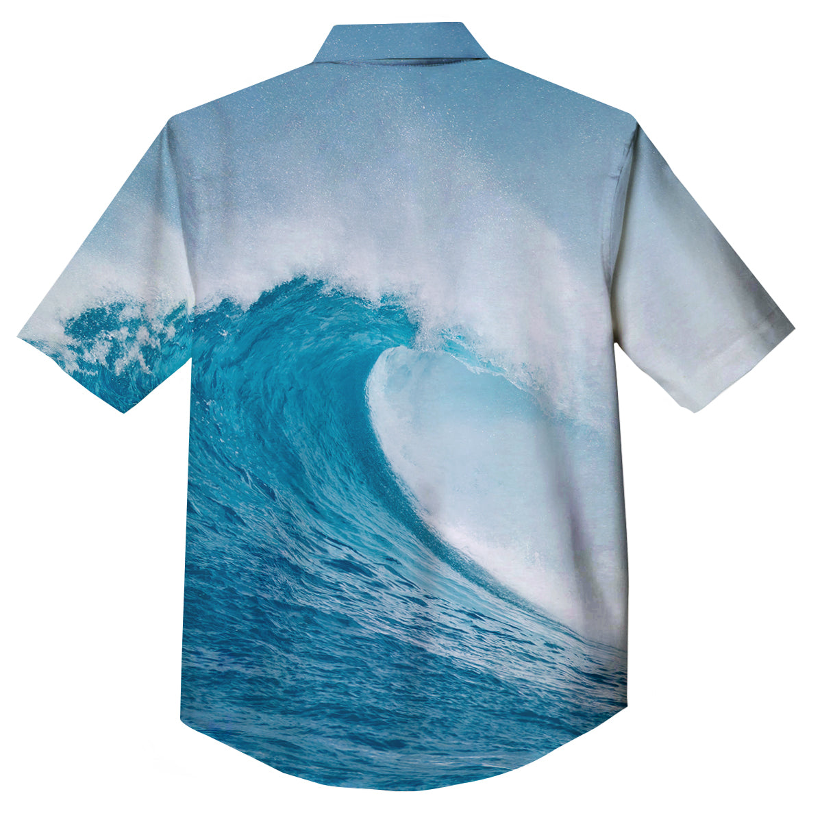 Blue Ocean Wave Print Button Up Shirt-grizzshop