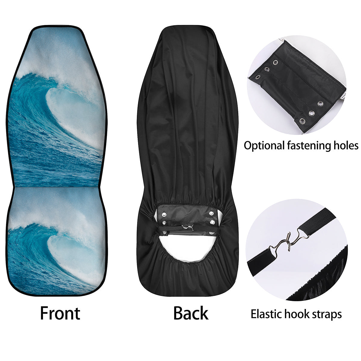 Blue Ocean Wave Print Car Seat Covers-grizzshop