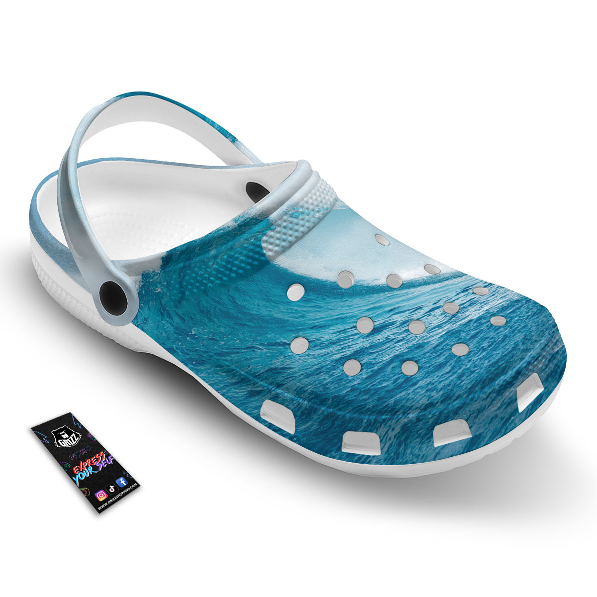 Blue Ocean Wave Print Clog-grizzshop