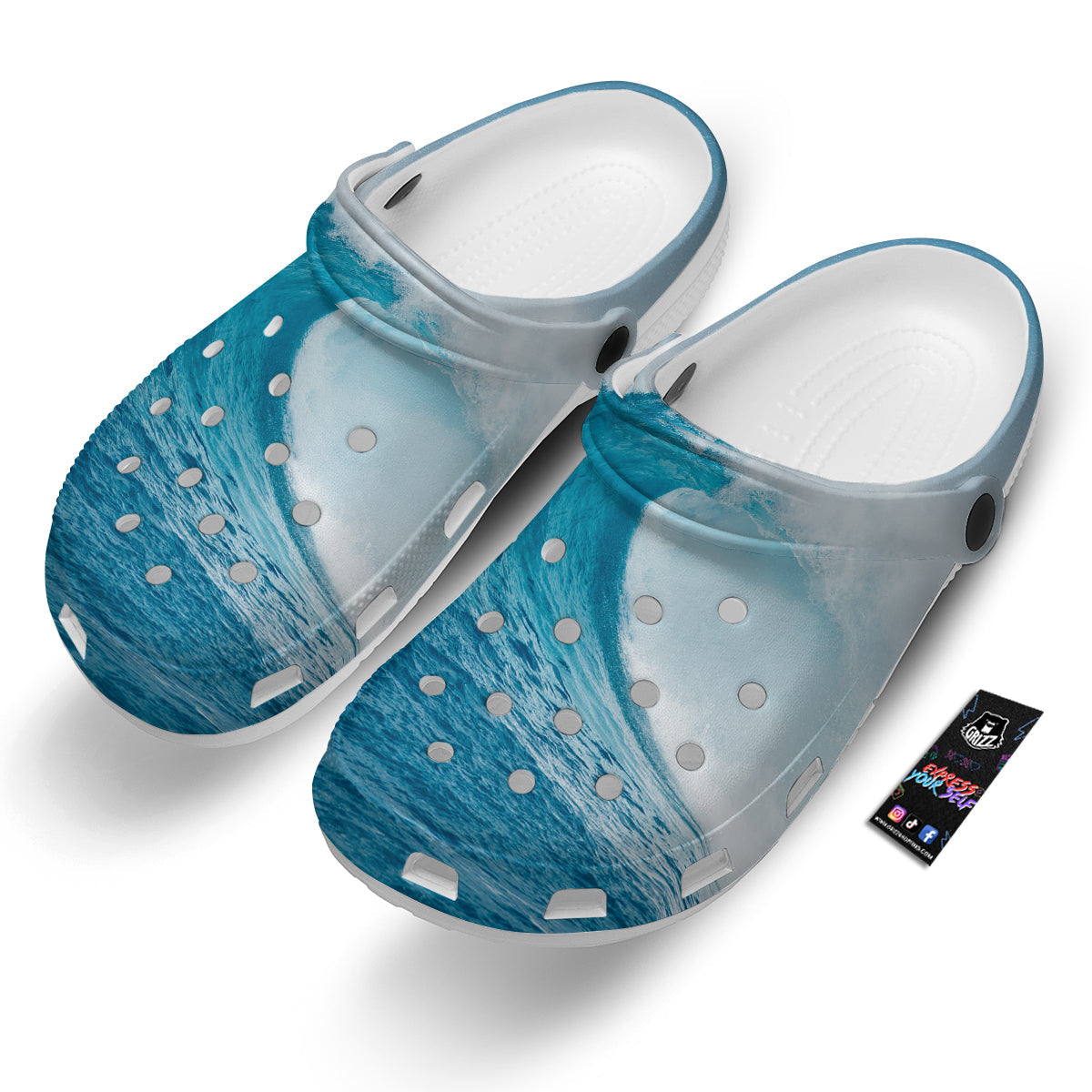 Blue Ocean Wave Print Clog-grizzshop