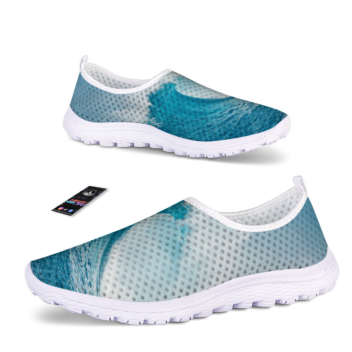 Blue Ocean Wave Print Nurse Shoes-grizzshop