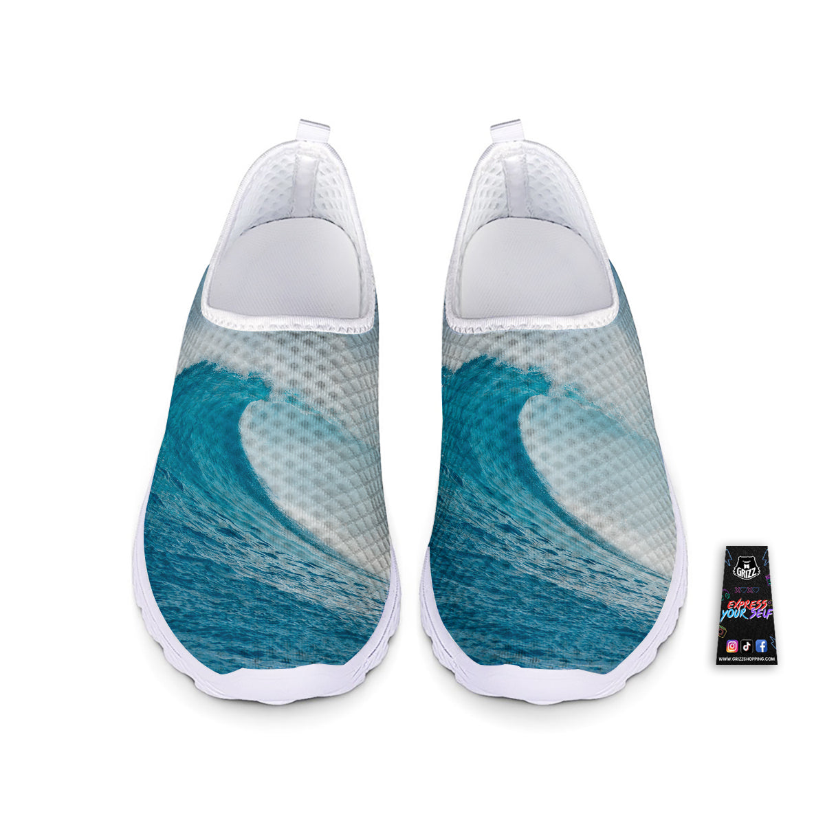 Blue Ocean Wave Print Nurse Shoes-grizzshop