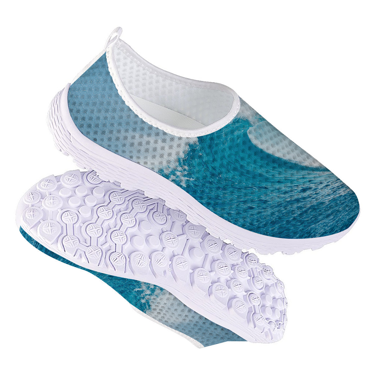 Blue Ocean Wave Print Nurse Shoes-grizzshop