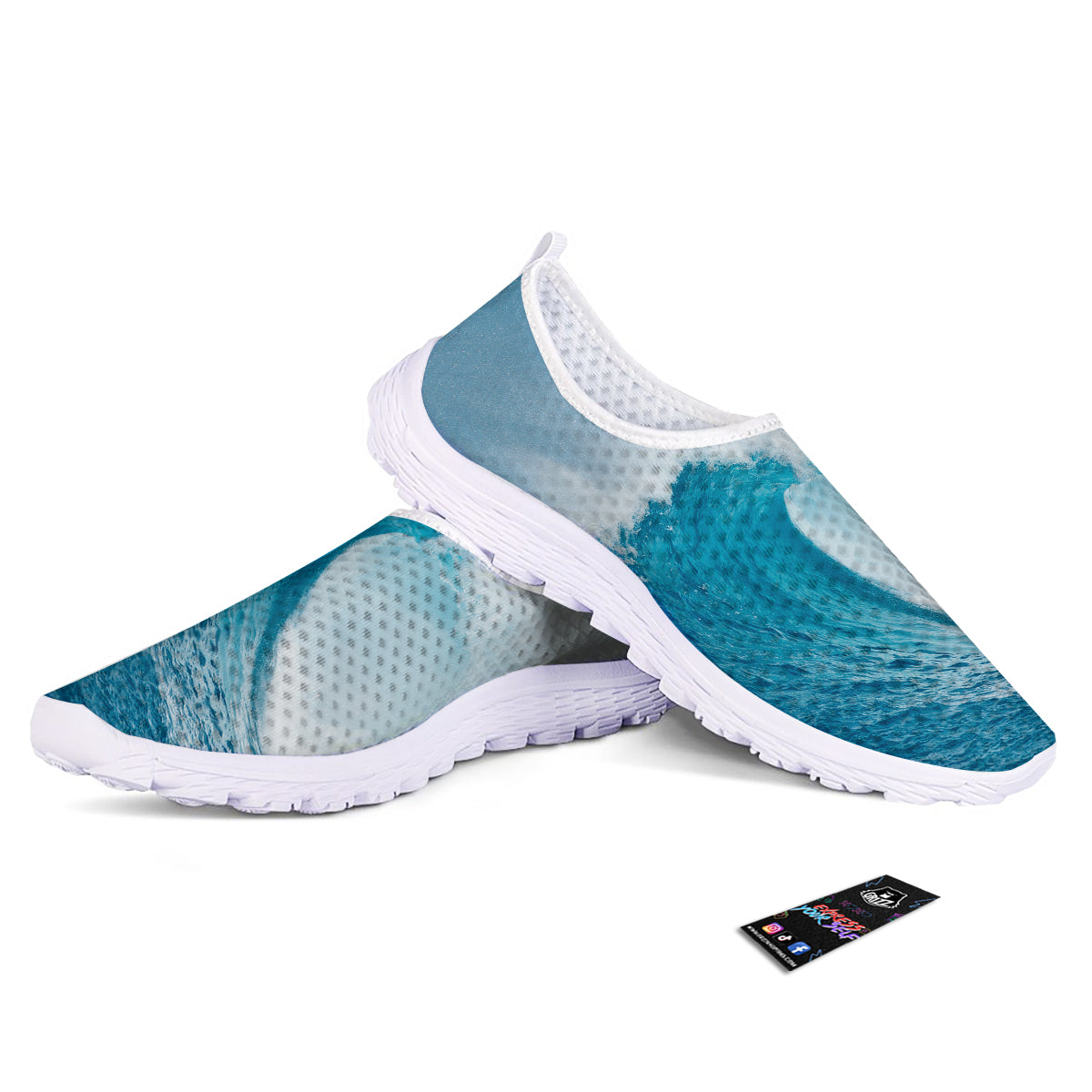 Blue Ocean Wave Print Nurse Shoes-grizzshop