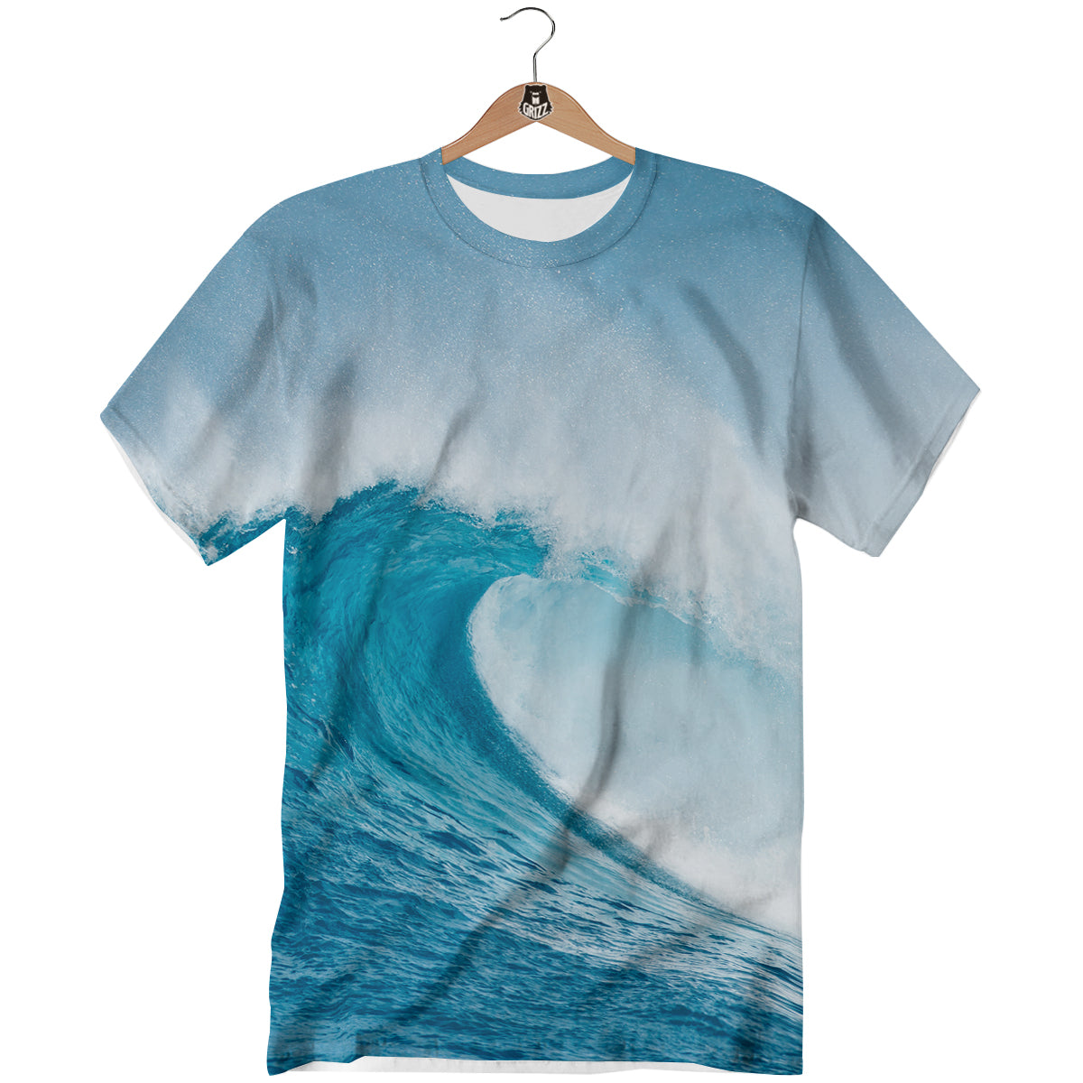 Blue Ocean Wave Print T-Shirt-grizzshop