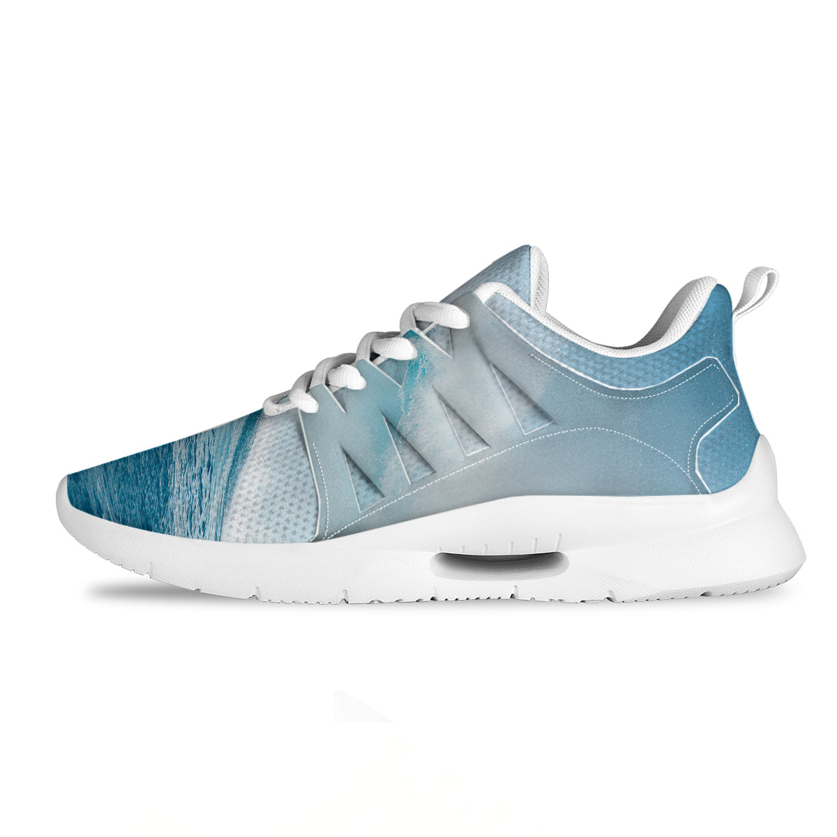 Blue Ocean Wave Print Tennis Shoes-grizzshop