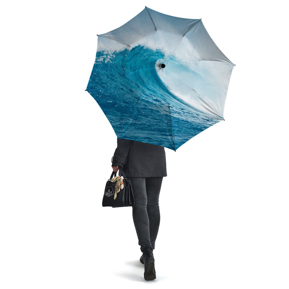 Blue Ocean Wave Print Umbrella-grizzshop