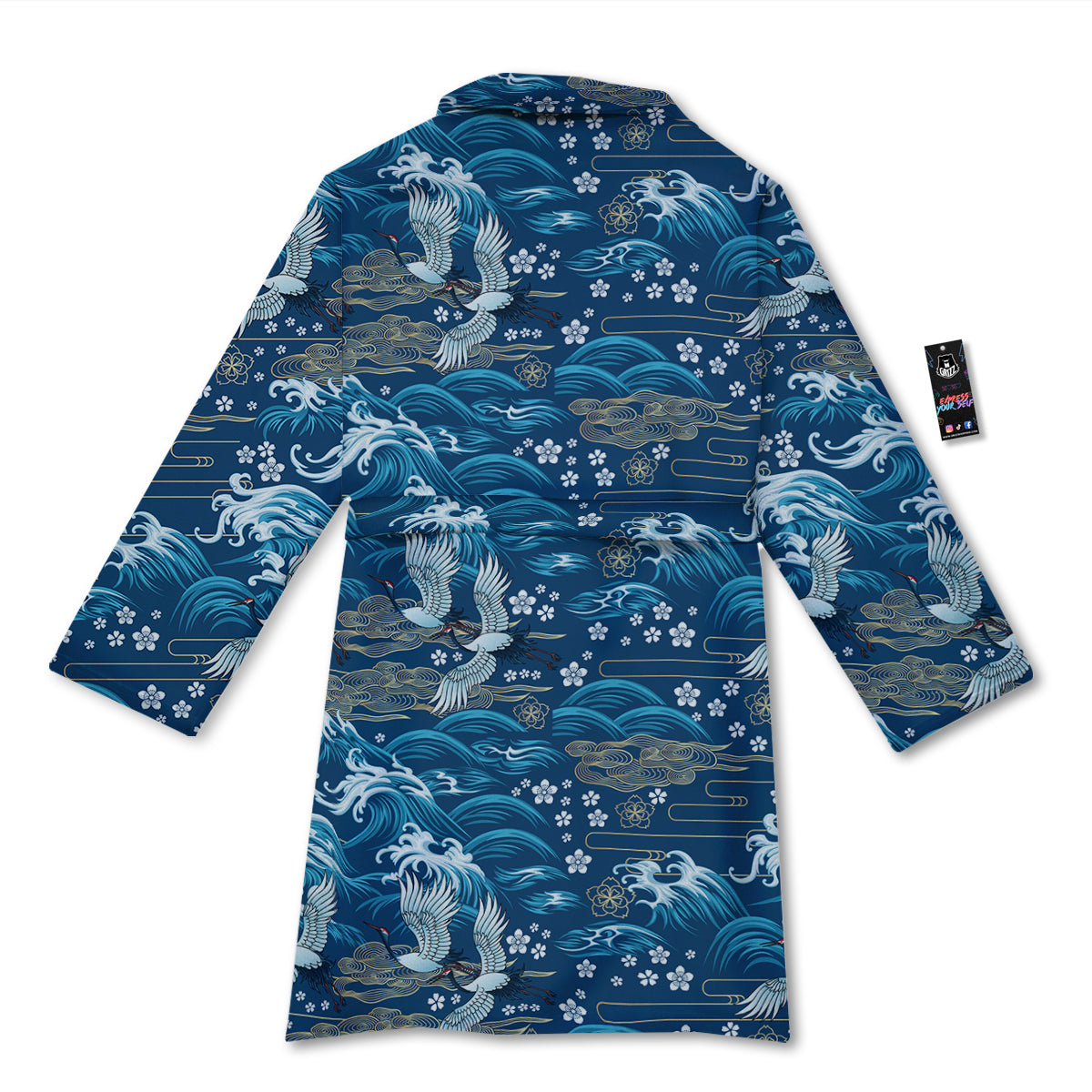 Blue Oriental Sea Print Pattern Bathrobe-grizzshop