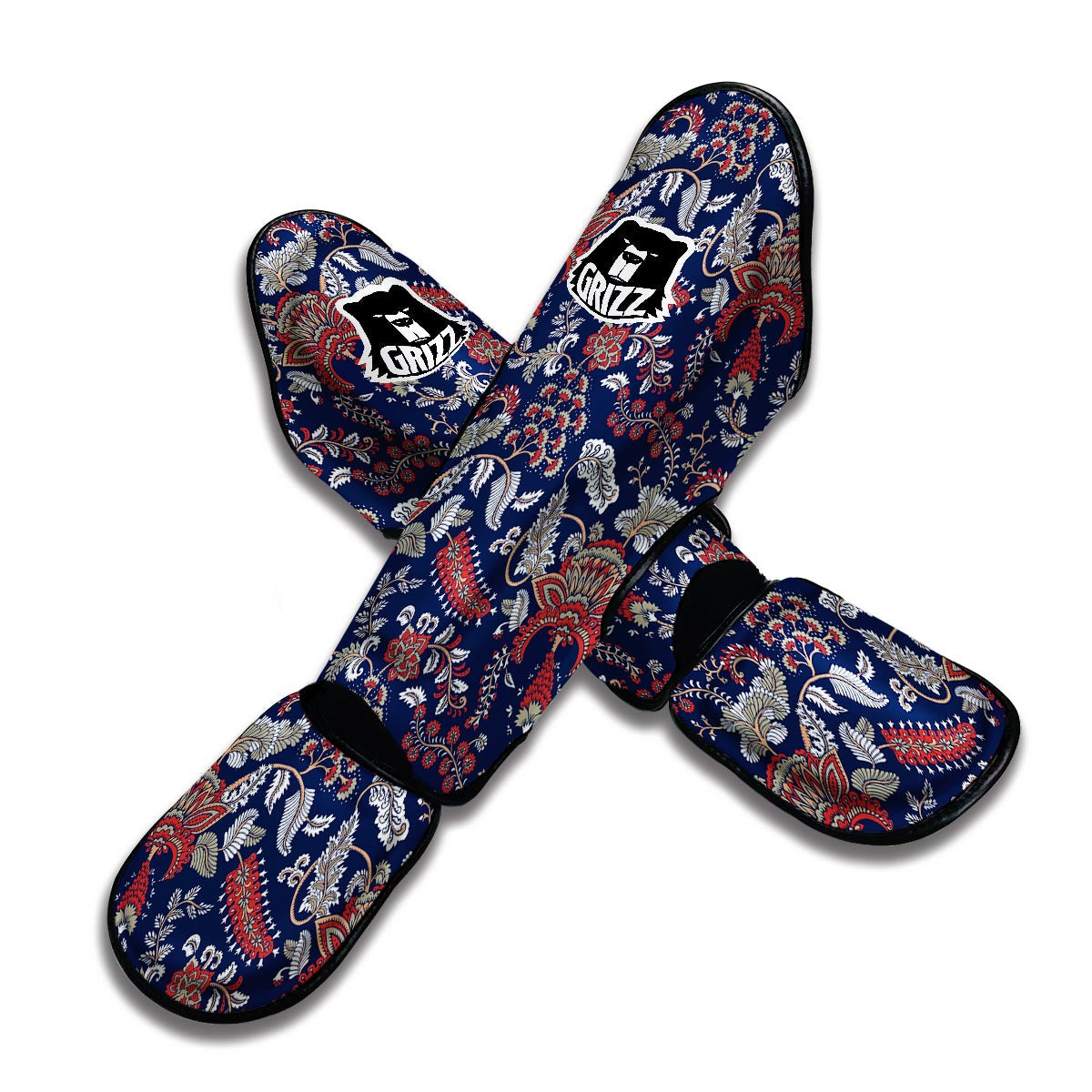 Blue Paisley Muay Thai Shin Guards-grizzshop