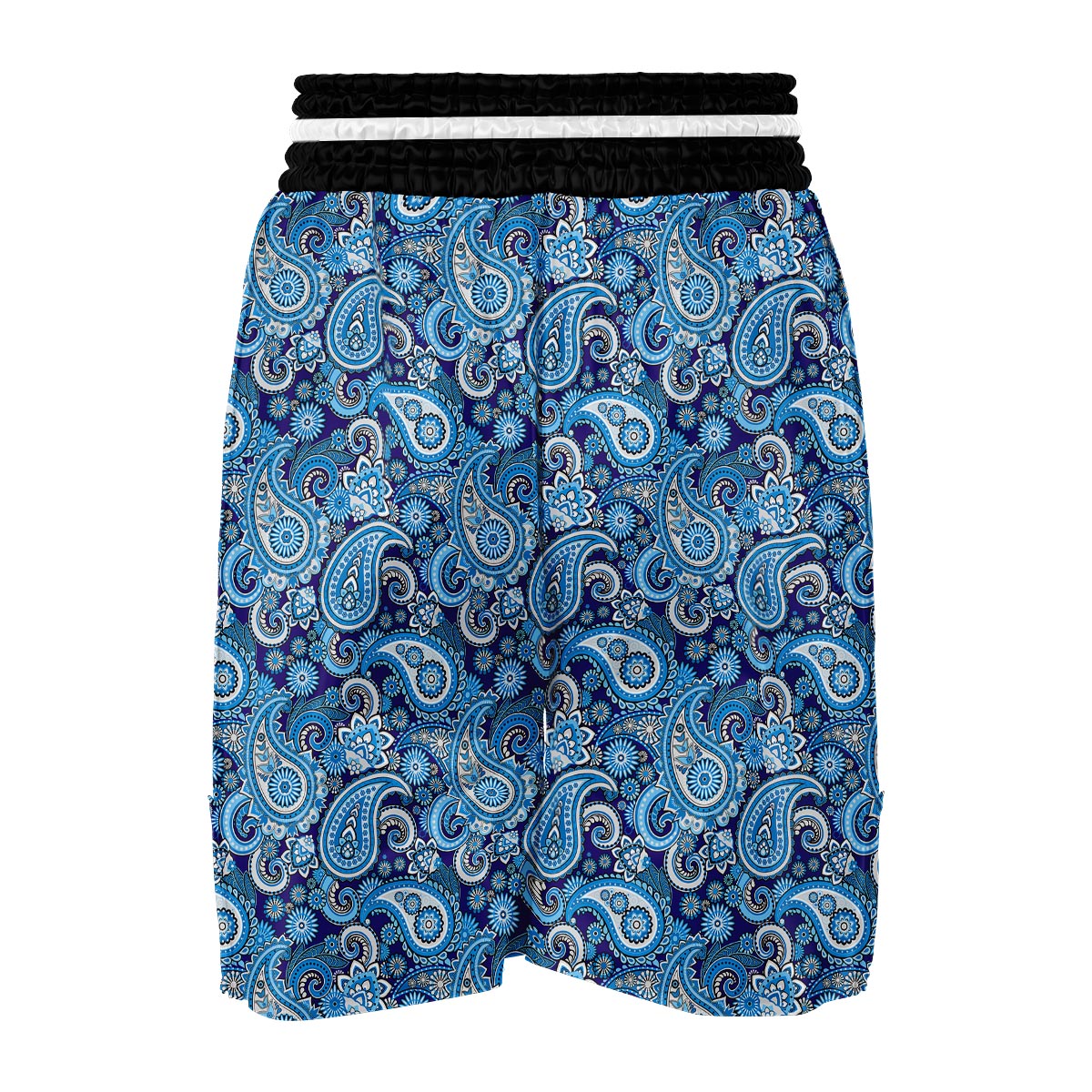 Blue Paisley Pattern Print Boxing Shorts-grizzshop