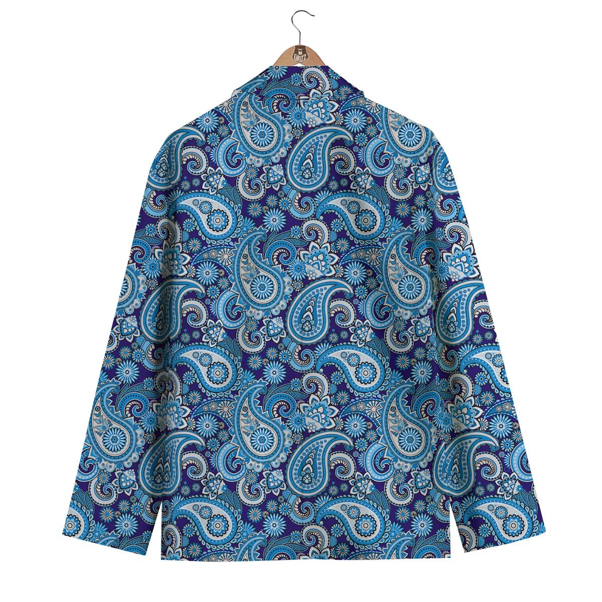 Blue Paisley Pattern Print Men's Blazer-grizzshop