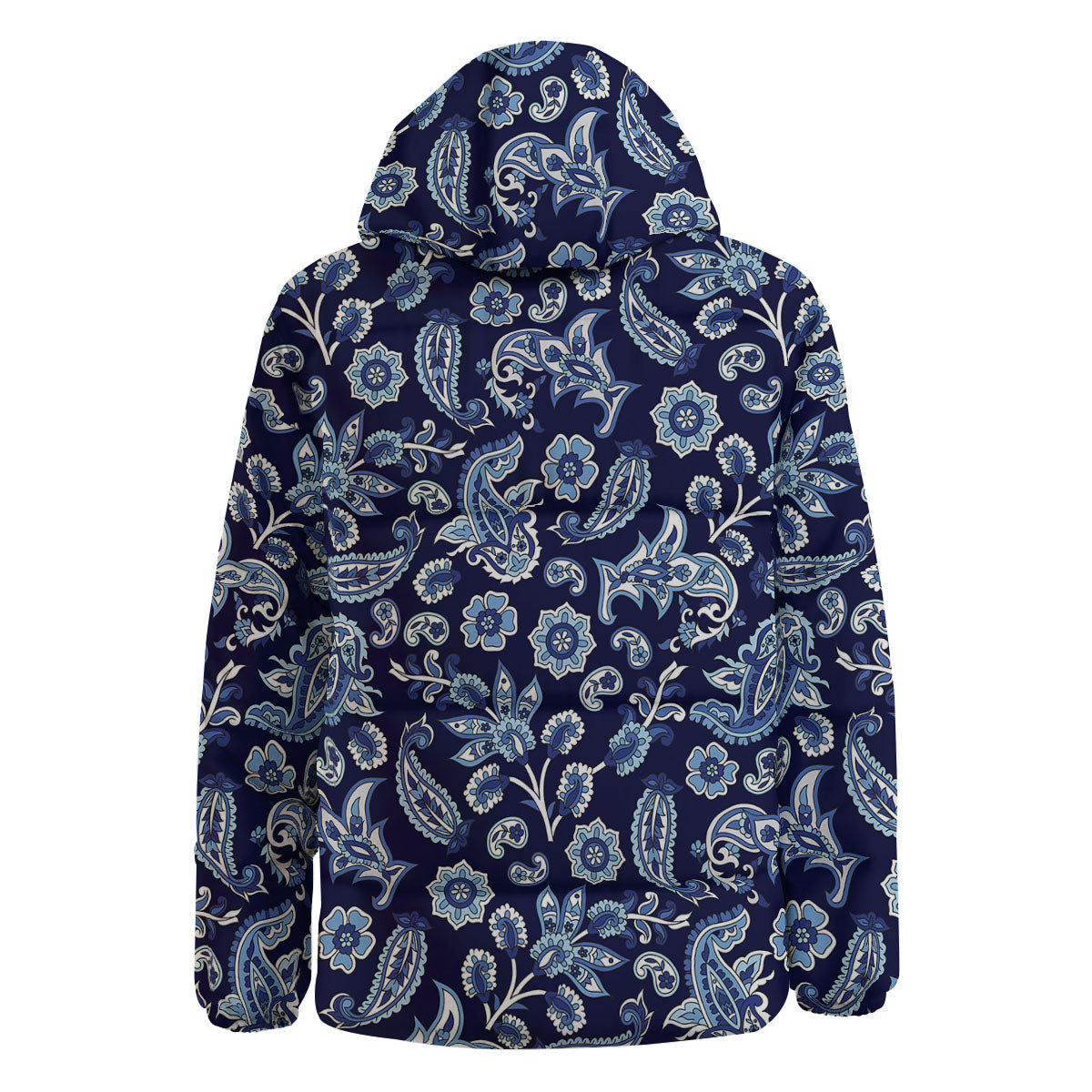 Blue Paisley Print Pattern Down Jacket-grizzshop