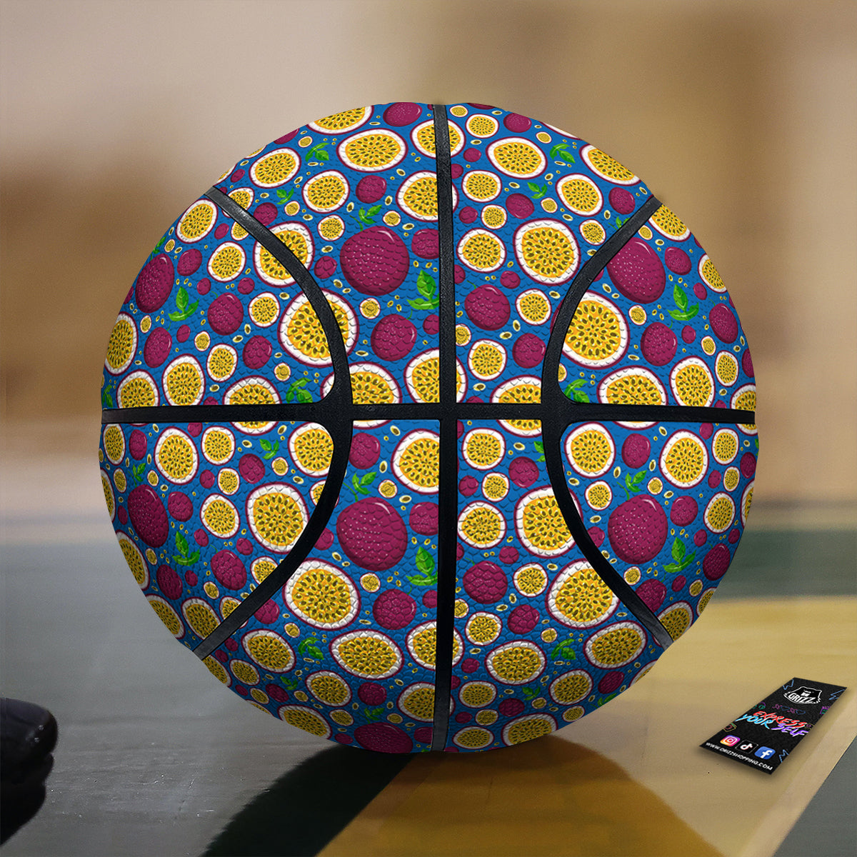 Blue Passion Fruit Print Pattern Basketball-grizzshop