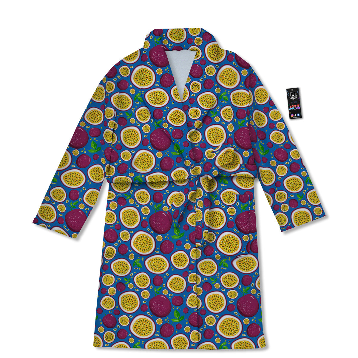 Blue Passion Fruit Print Pattern Bathrobe-grizzshop