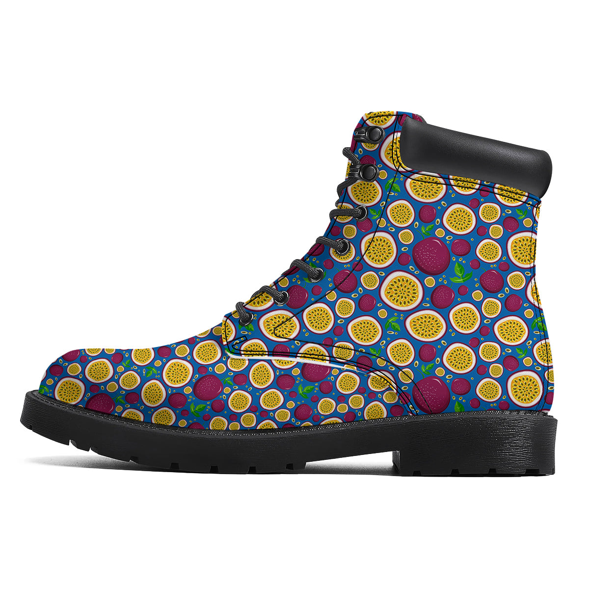 Blue Passion Fruit Print Pattern Boots-grizzshop