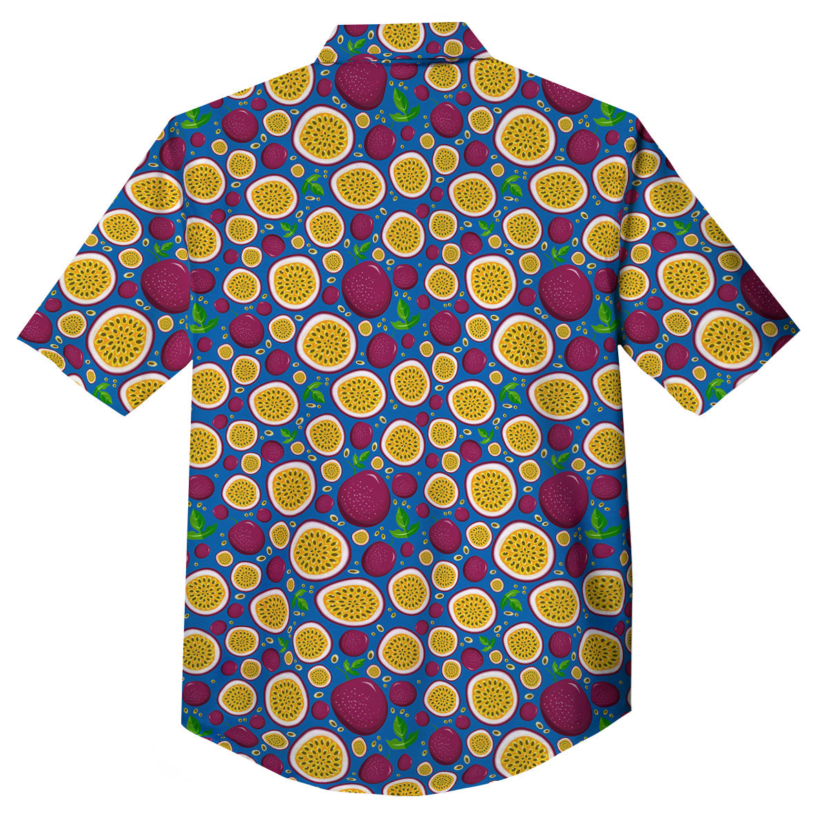 Blue Passion Fruit Print Pattern Button Up Shirt-grizzshop