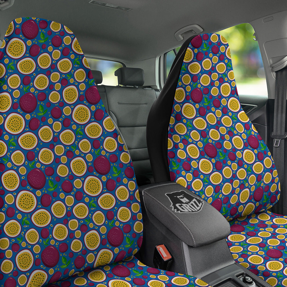 Blue Passion Fruit Print Pattern Car Seat Covers-grizzshop