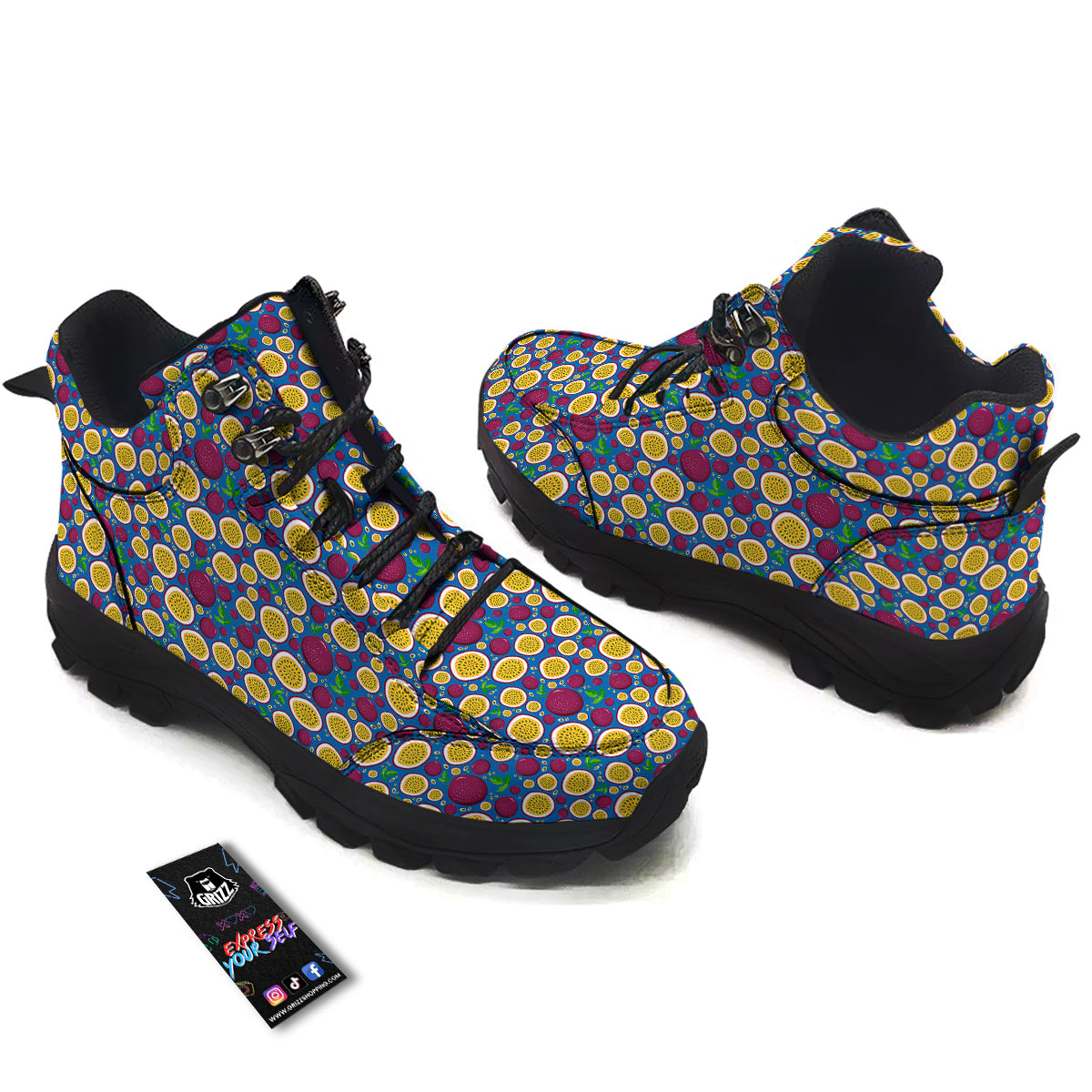 Blue Passion Fruit Print Pattern Hiking Shoes-grizzshop