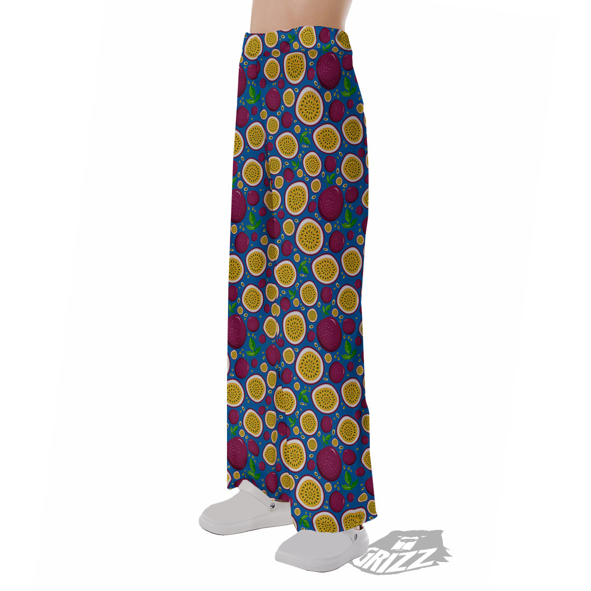 Blue Passion Fruit Print Pattern Pajama Pants-grizzshop